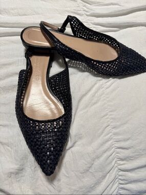 Club Monaco Black Woven Slingback Pointed Flats